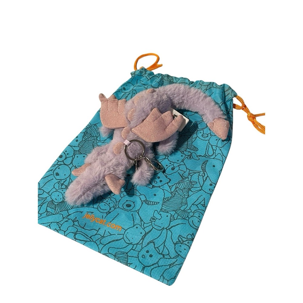 Jellycat Purple Dragon Bag Charm Plush Keychain Dust Bag Gift Toy Jelly Cat